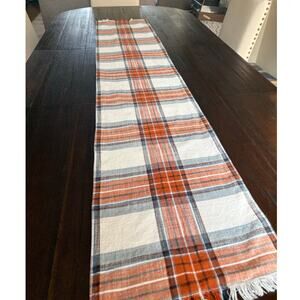 Cotton Country Plaid w Fringe Table Runner 68"L X 13”W Red White Blue Farmhouse